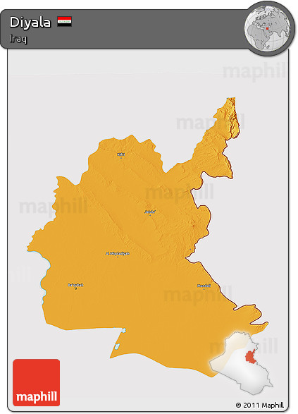 Political 3D Map of Diyala, cropped outside