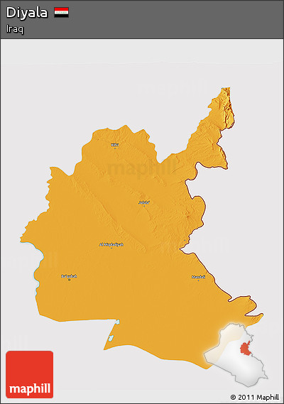 Political 3D Map of Diyala, cropped outside