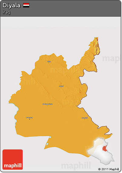 Political 3D Map of Diyala, cropped outside