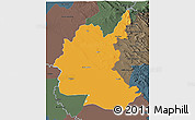 Political 3D Map of Diyala, darken, semi-desaturated