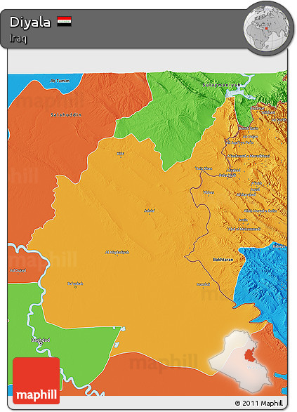 Political 3D Map of Diyala