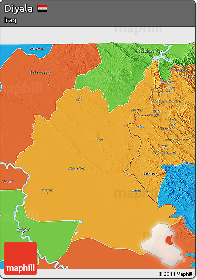 Political 3D Map of Diyala