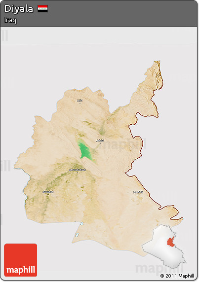 Satellite 3D Map of Diyala, cropped outside