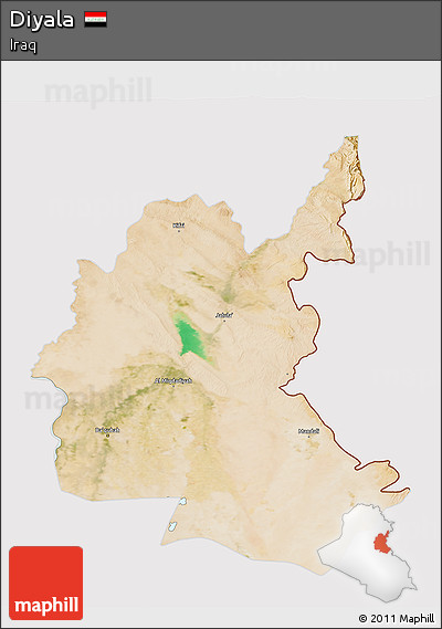 Satellite 3D Map of Diyala, cropped outside