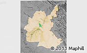 Satellite 3D Map of Diyala, darken, desaturated