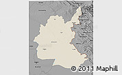 Shaded Relief 3D Map of Diyala, darken, desaturated