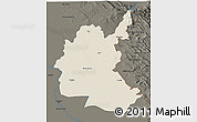 Shaded Relief 3D Map of Diyala, darken