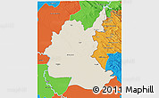 Shaded Relief 3D Map of Diyala, political outside