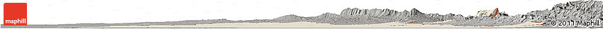 Shaded Relief Horizon Map of Diyala, darken, semi-desaturated