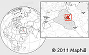 Blank Location Map of Diyala, highlighted country, within the entire country