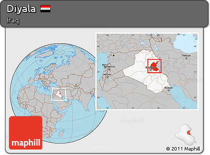 Gray Location Map of Diyala, highlighted country, within the entire country