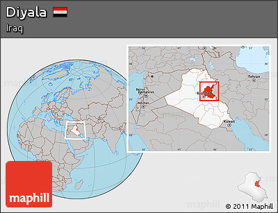 Gray Location Map of Diyala, highlighted country, within the entire country