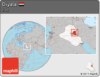 Gray Location Map of Diyala, highlighted country, within the entire country