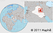 Gray Location Map of Diyala, highlighted country, within the entire country