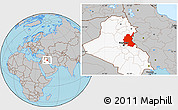 Gray Location Map of Diyala, highlighted country