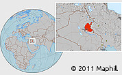 Gray Location Map of Diyala, hill shading