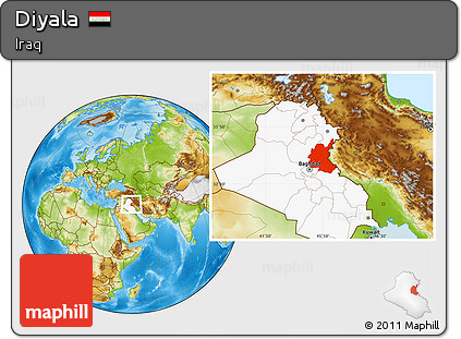 Physical Location Map of Diyala, highlighted country