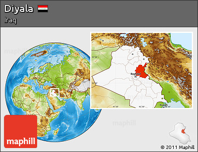 Physical Location Map of Diyala, highlighted country