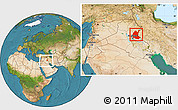 Satellite Location Map of Diyala, within the entire country