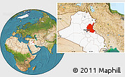 Satellite Location Map of Diyala, highlighted country