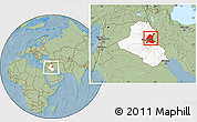 Savanna Style Location Map of Diyala, highlighted country, within the entire country, hill shading