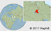 Savanna Style Location Map of Diyala, hill shading