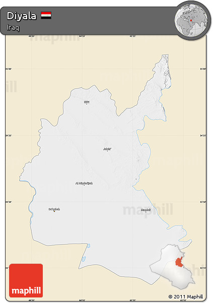 Classic Style Map of Diyala, single color outside