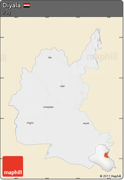 Classic Style Map of Diyala, single color outside