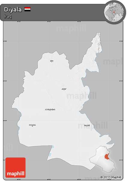 Gray Map of Diyala, single color outside