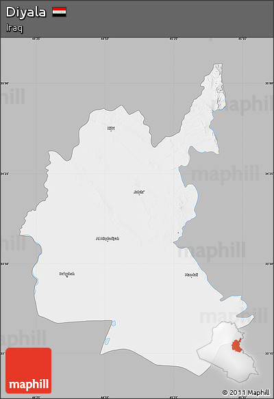 Gray Map of Diyala, single color outside