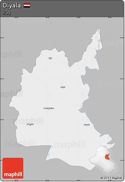 Gray Map of Diyala, single color outside