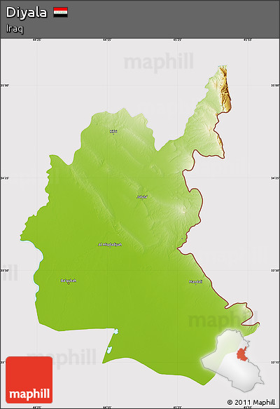 Physical Map of Diyala, cropped outside