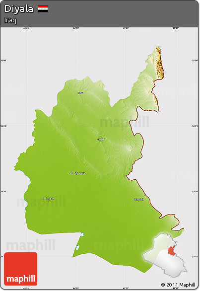 Physical Map of Diyala, cropped outside