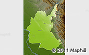 Physical Map of Diyala, darken