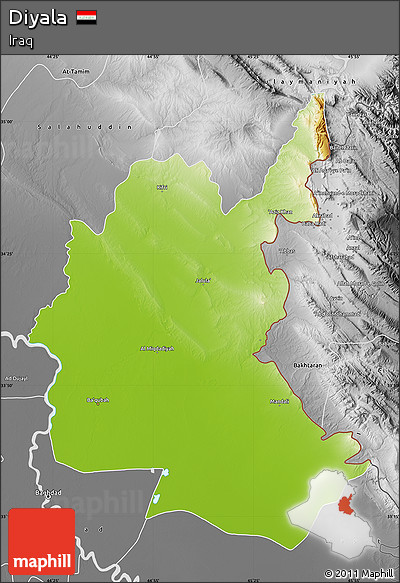Physical Map of Diyala, desaturated