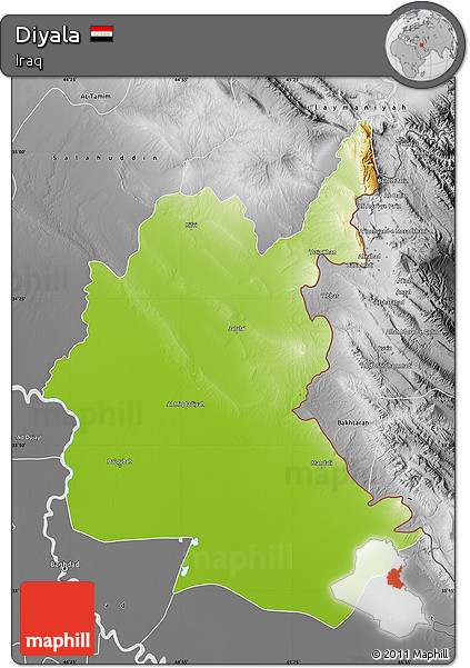 Physical Map of Diyala, desaturated