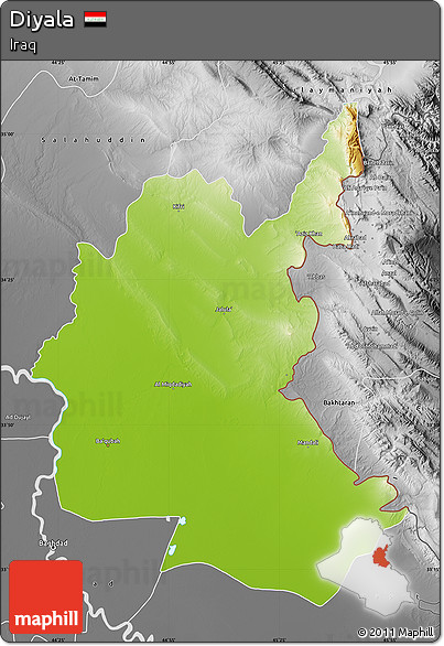 Physical Map of Diyala, desaturated