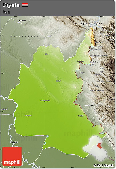 Physical Map of Diyala, semi-desaturated