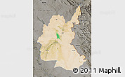Satellite Map of Diyala, darken, semi-desaturated