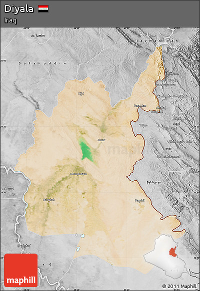 Satellite Map of Diyala, desaturated