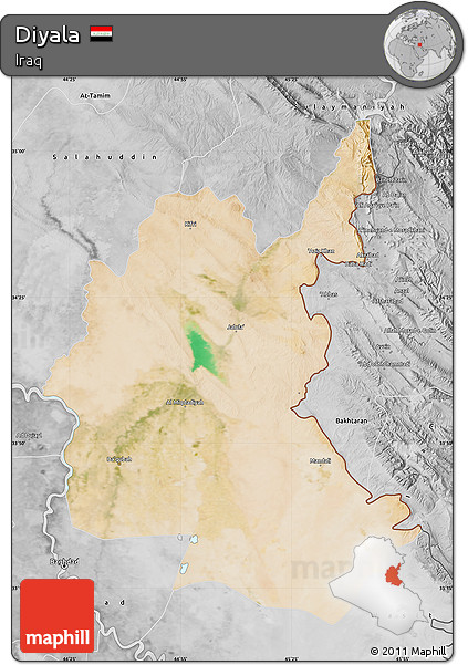 Satellite Map of Diyala, desaturated