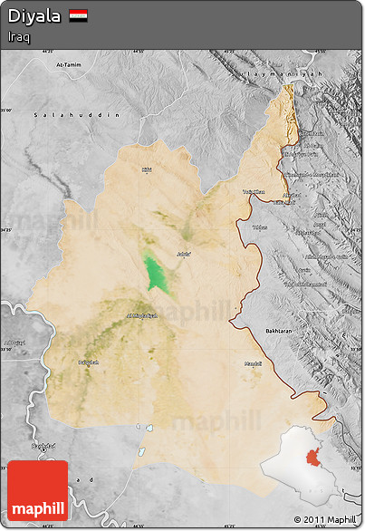 Satellite Map of Diyala, desaturated