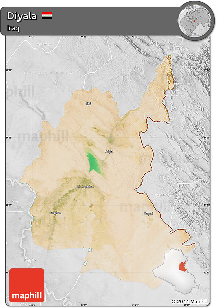 Satellite Map of Diyala, lighten, desaturated