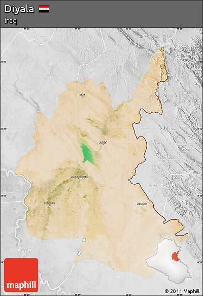 Satellite Map of Diyala, lighten, desaturated