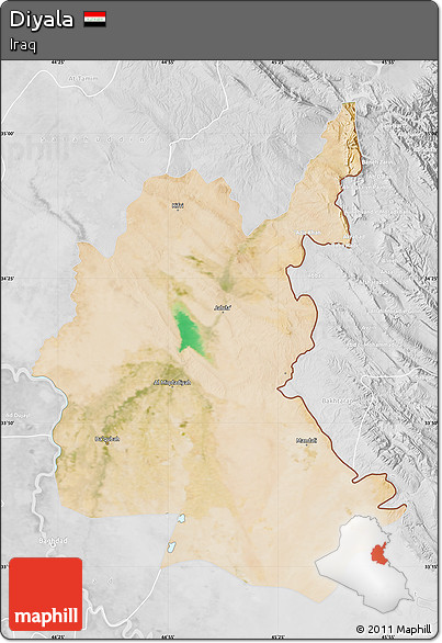 Satellite Map of Diyala, lighten, desaturated