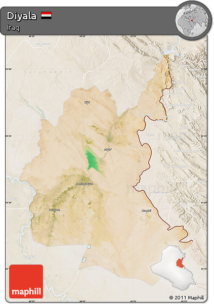 Satellite Map of Diyala, lighten