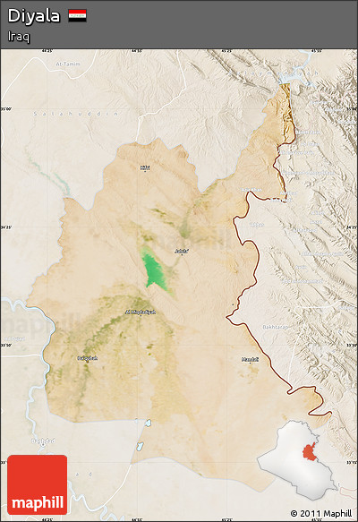 Satellite Map of Diyala, lighten
