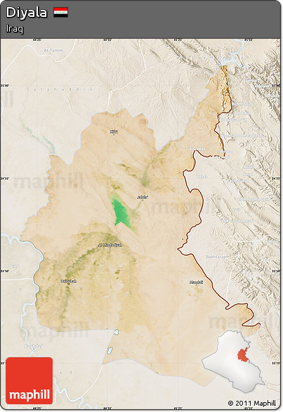 Satellite Map of Diyala, lighten