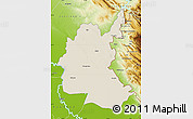 Shaded Relief Map of Diyala, physical outside