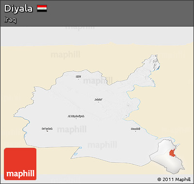 Classic Style Panoramic Map of Diyala, single color outside